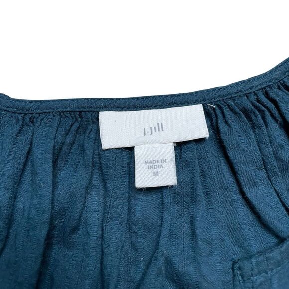 J. Jill Velvet Embellished Split Neckline Top Dark Teal Size Medium - Picture 8 of 8